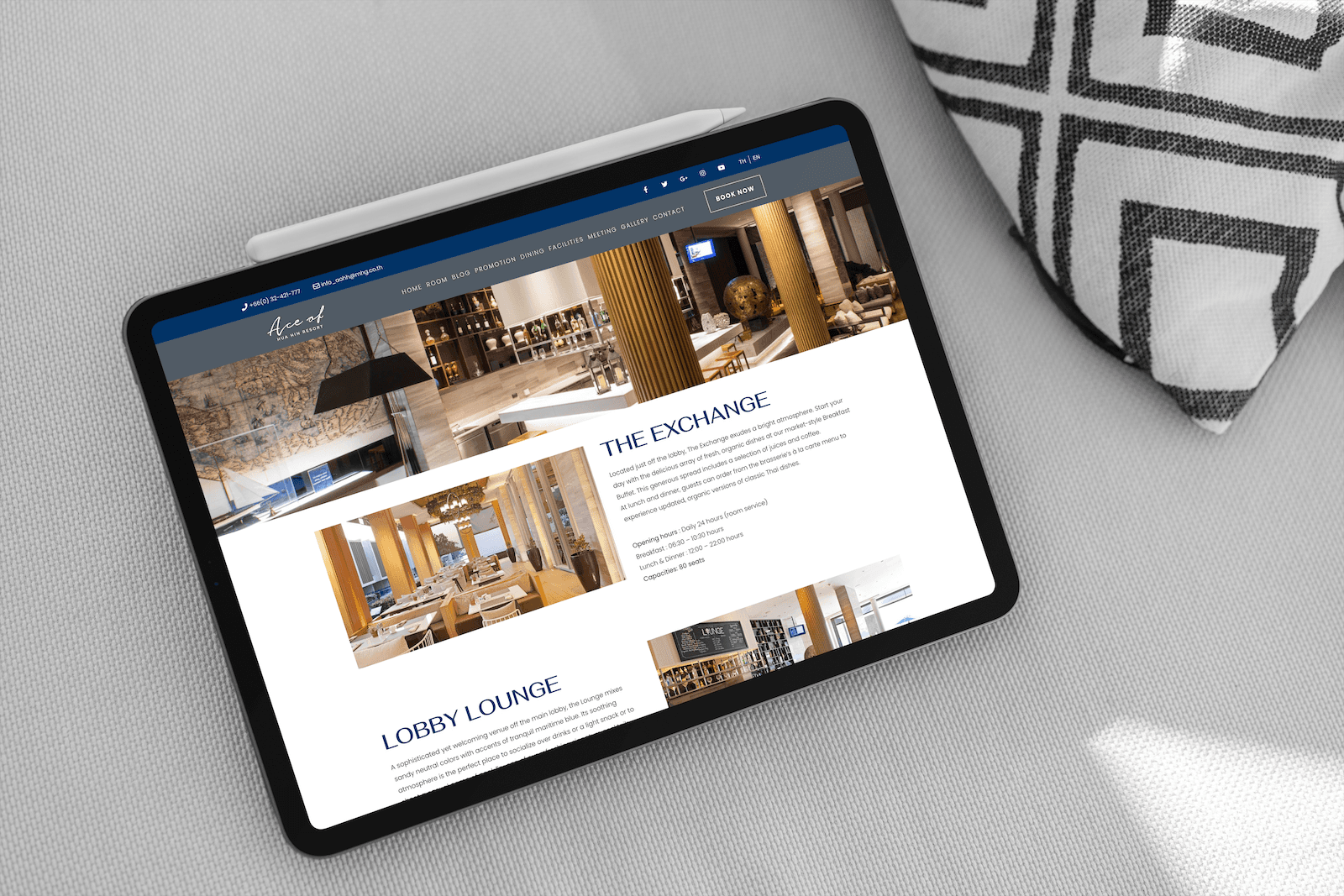 Hotel website design showcase – Dining page