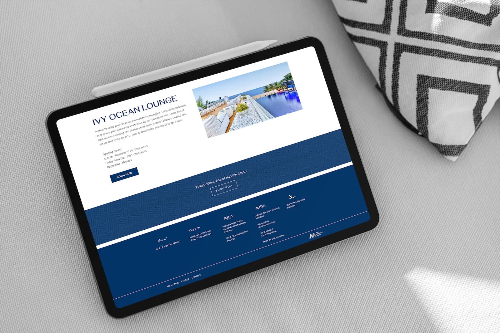 Hotel website preview – Dining page