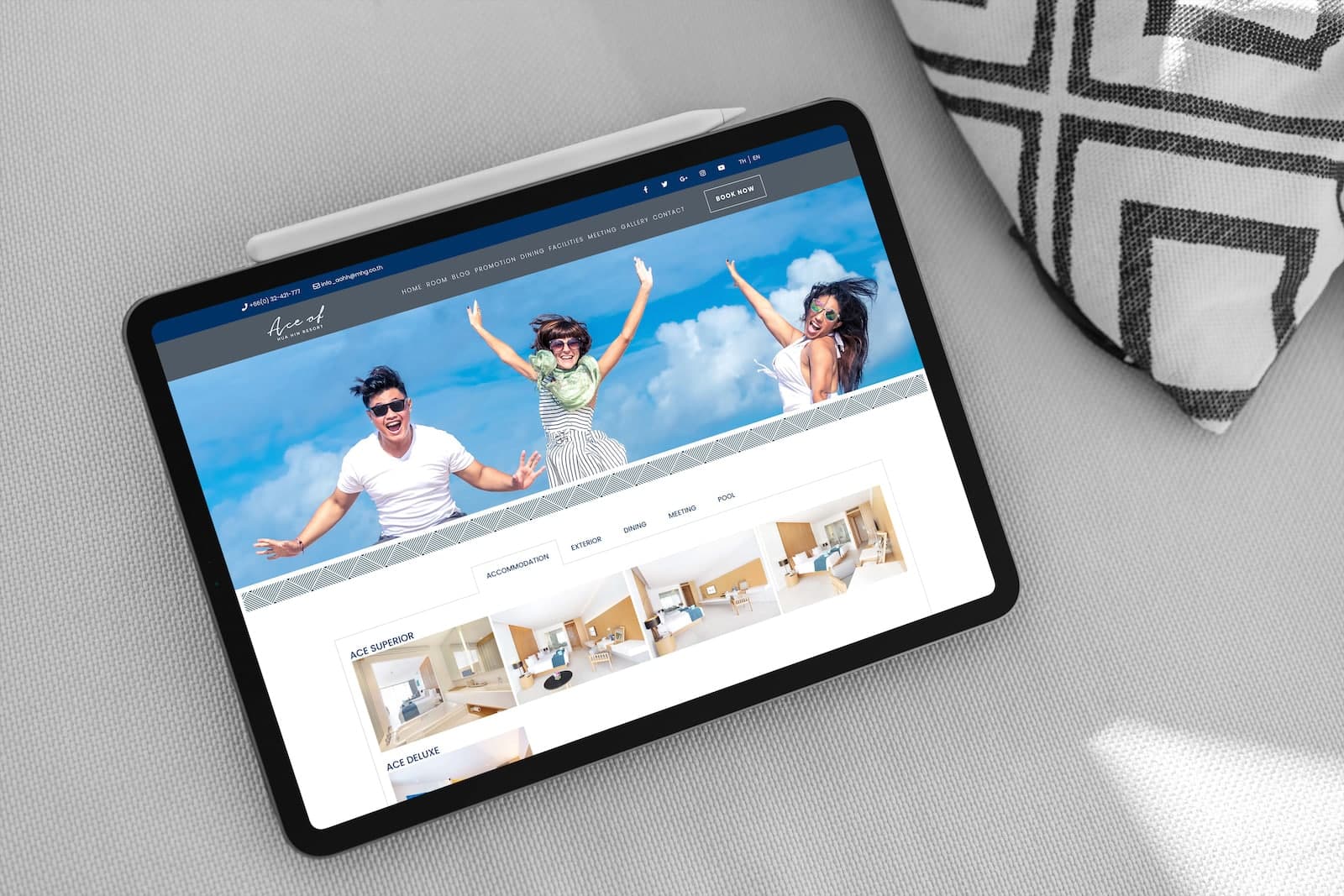 Hotel website design showcase – Gallery on iPad